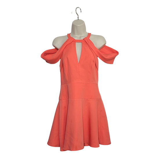NEW BCBG MAXAZRIA SALLIE DRAPED CUOUT FIT-AND-FLARE DRESS Size 4 Orange - Picture 1 of 5